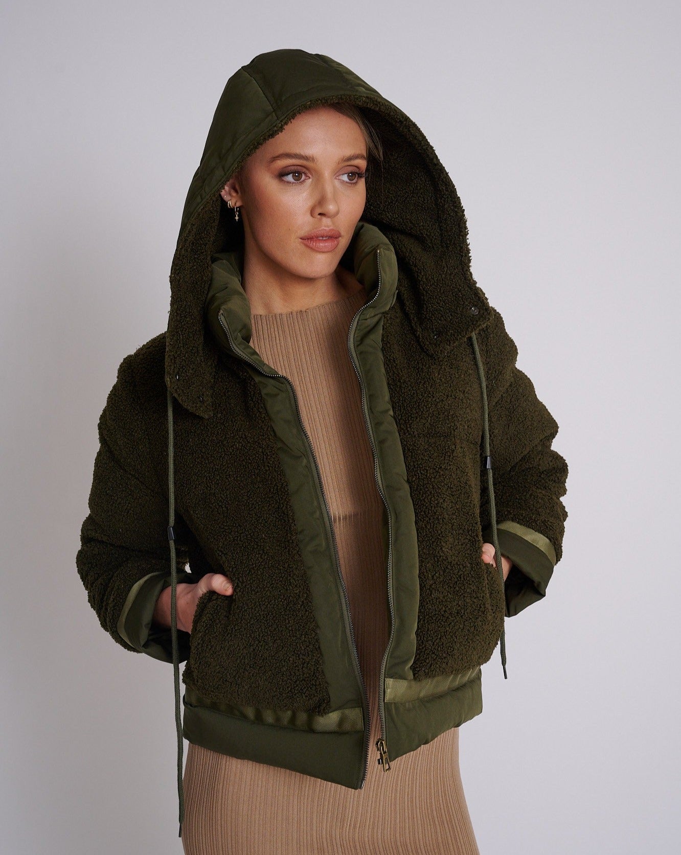 Halo Teddy Down Puffer Jacket  Forest Green