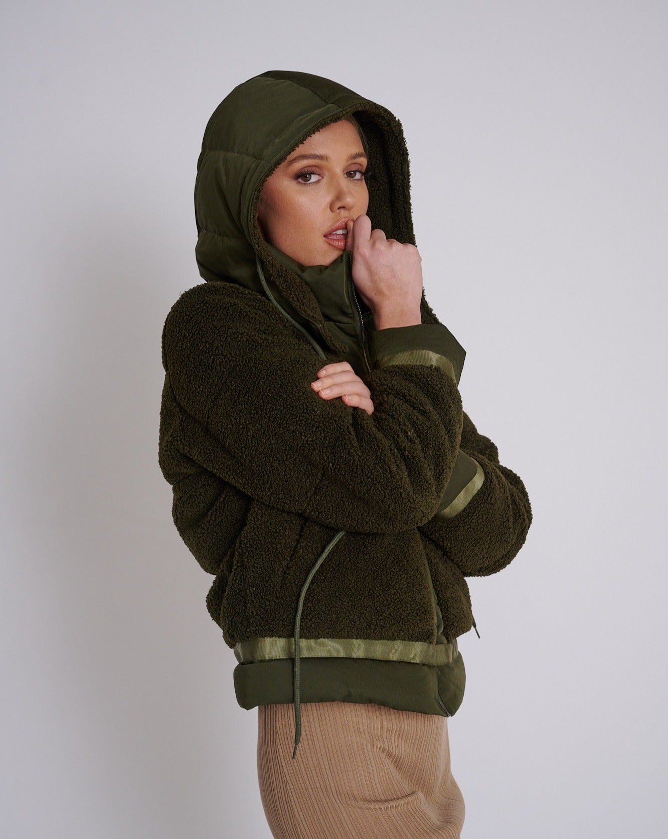 Halo Teddy Down Puffer Jacket  Forest Green