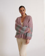 Load image into Gallery viewer, Mabel Chunky Knit Cardigan  Lavender Blush Silver
