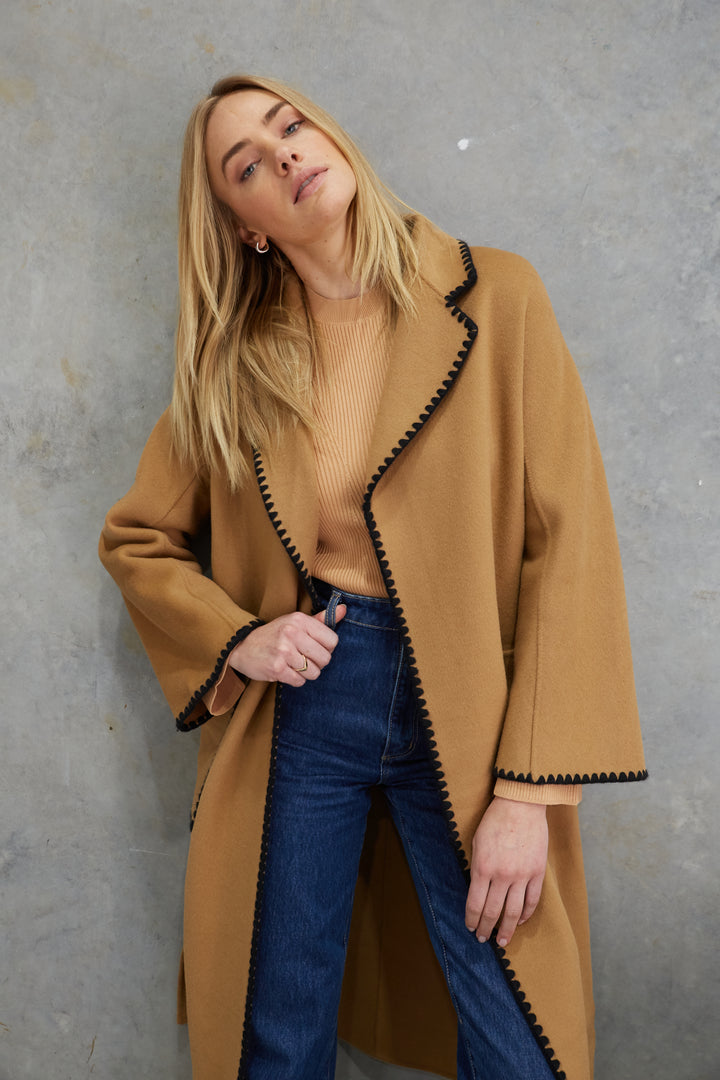 Celeste Wool Coat  Saddle