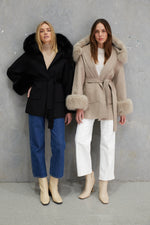 Load image into Gallery viewer, Phoenix Wool Faux Fur Hood Jacket  Beige
