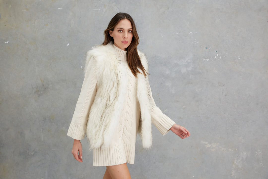 Neesa Raccoon Vest  White Cloud