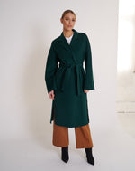 Load image into Gallery viewer, Nora Wool Coat Dark Emerald
