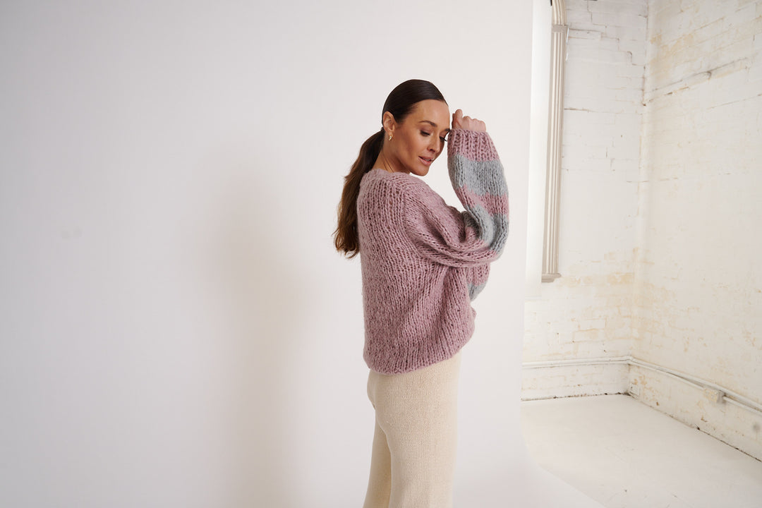Izara Chunky Knit  Lavender Blush Silver