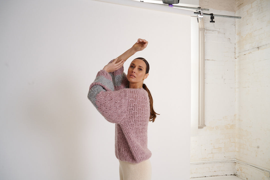 Izara Chunky Knit  Lavender Blush Silver