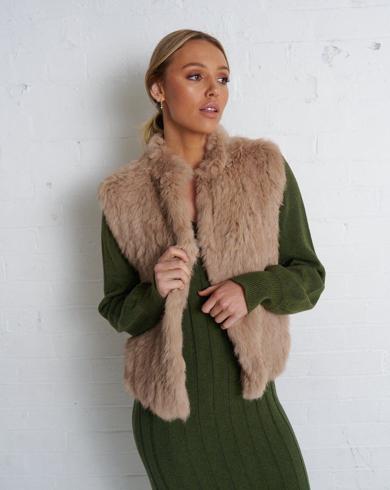 Green faux fur on sale vest