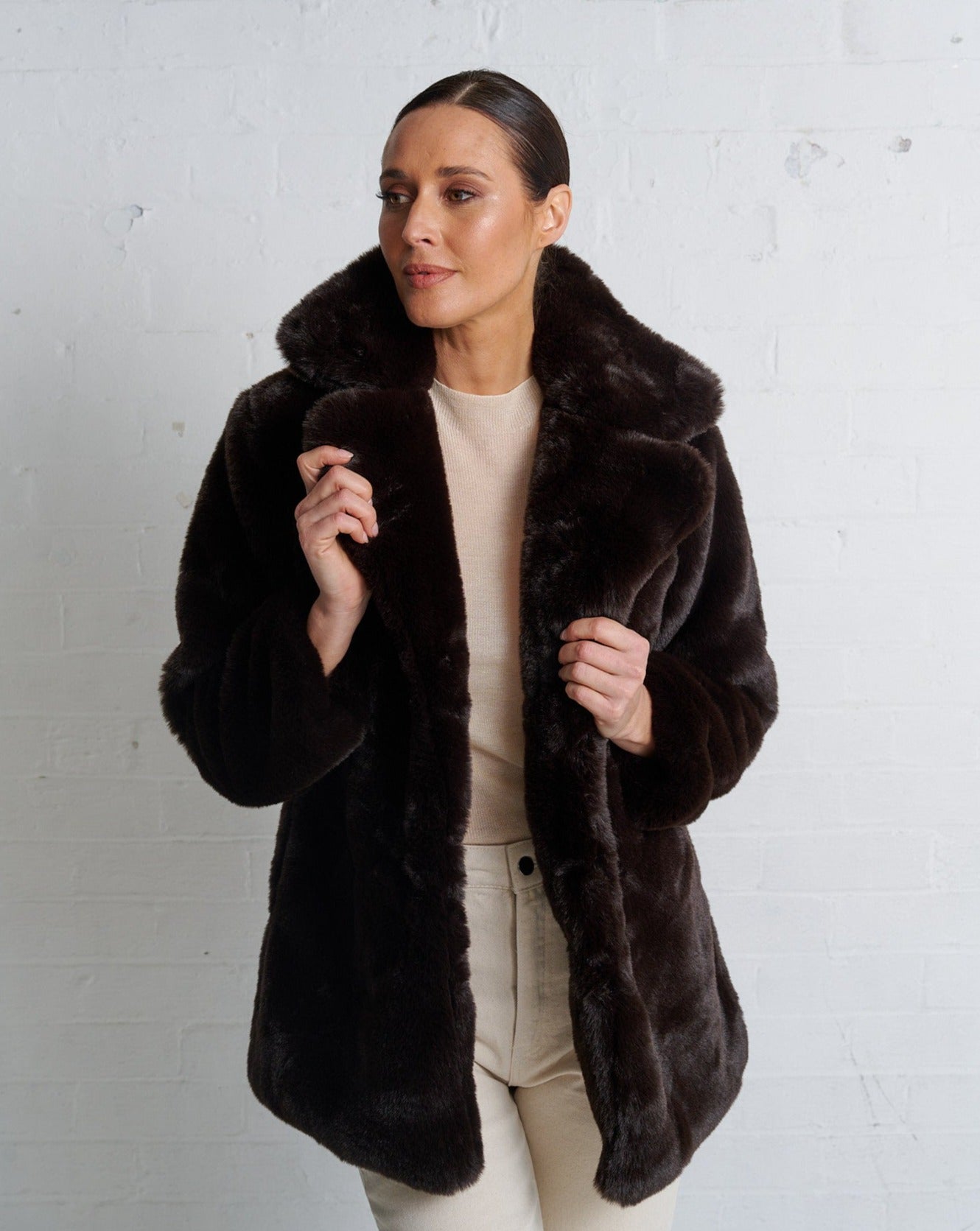 Marlee Faux Fur Jacket Chocolate (SAMPLE)