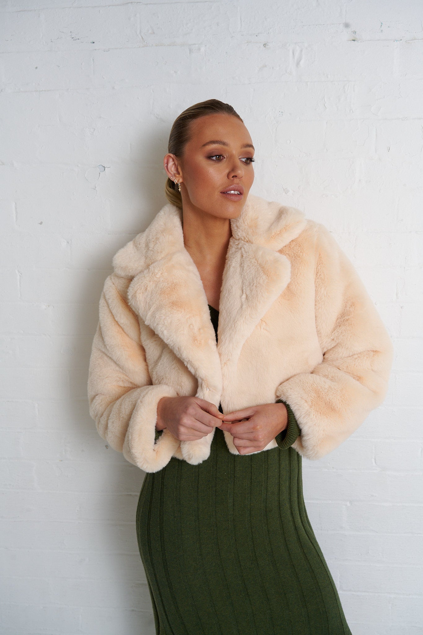 Marlee Faux Fur Jacket Cream (SAMPLE)