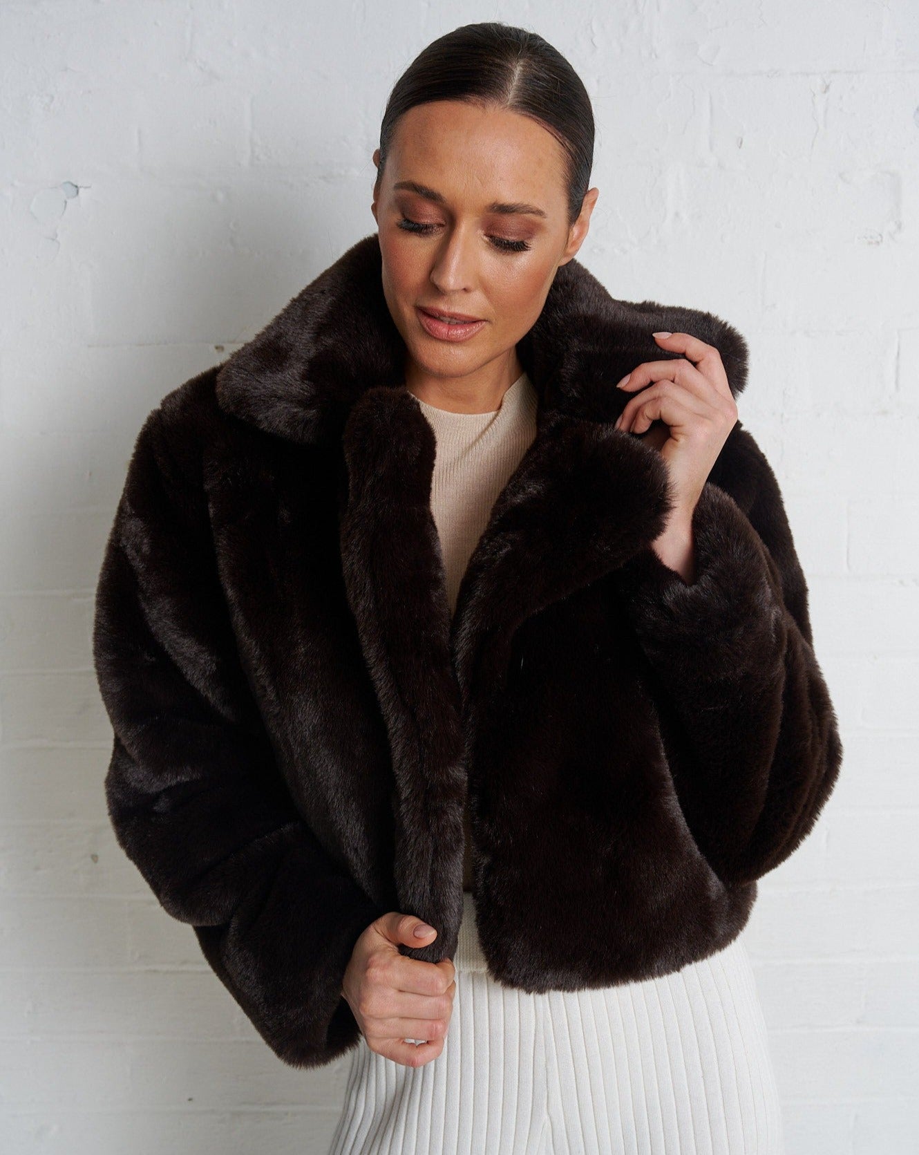 Marlee Faux Fur Jacket Chocolate