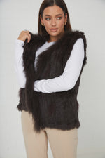 Load image into Gallery viewer, Lady Luxe Fur Vest Chocolate
