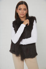 Load image into Gallery viewer, Lady Luxe Fur Vest Chocolate
