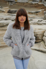 Load image into Gallery viewer, Faux Fur Bomber  Silver Grey
