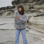 Load image into Gallery viewer, Faux Fur Bomber  Silver Grey
