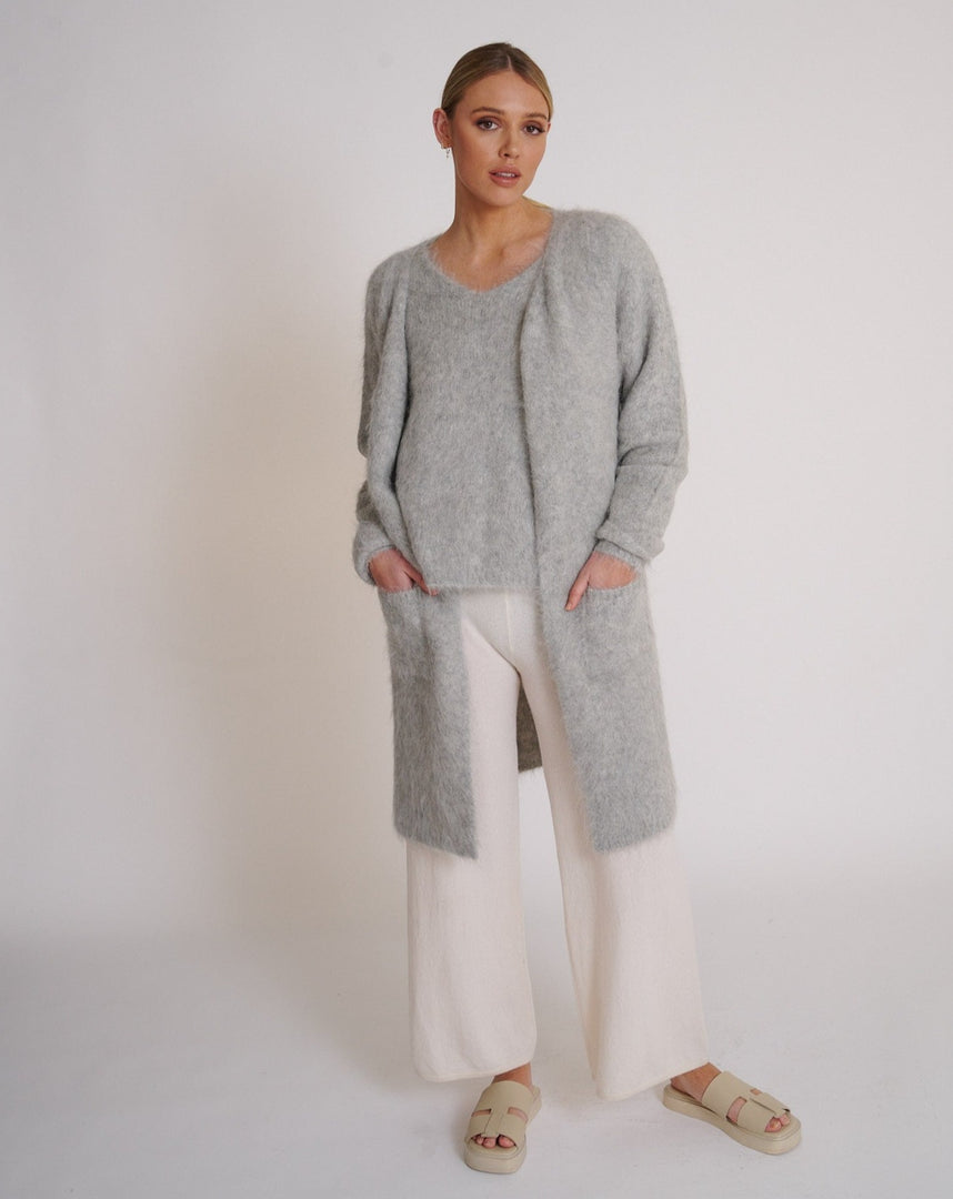 Layla Alpaca Cardigan Silver Grey