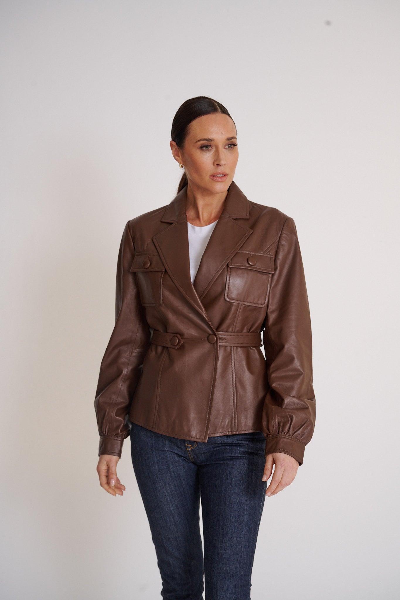 Cartia Leather Jacket  Walnut