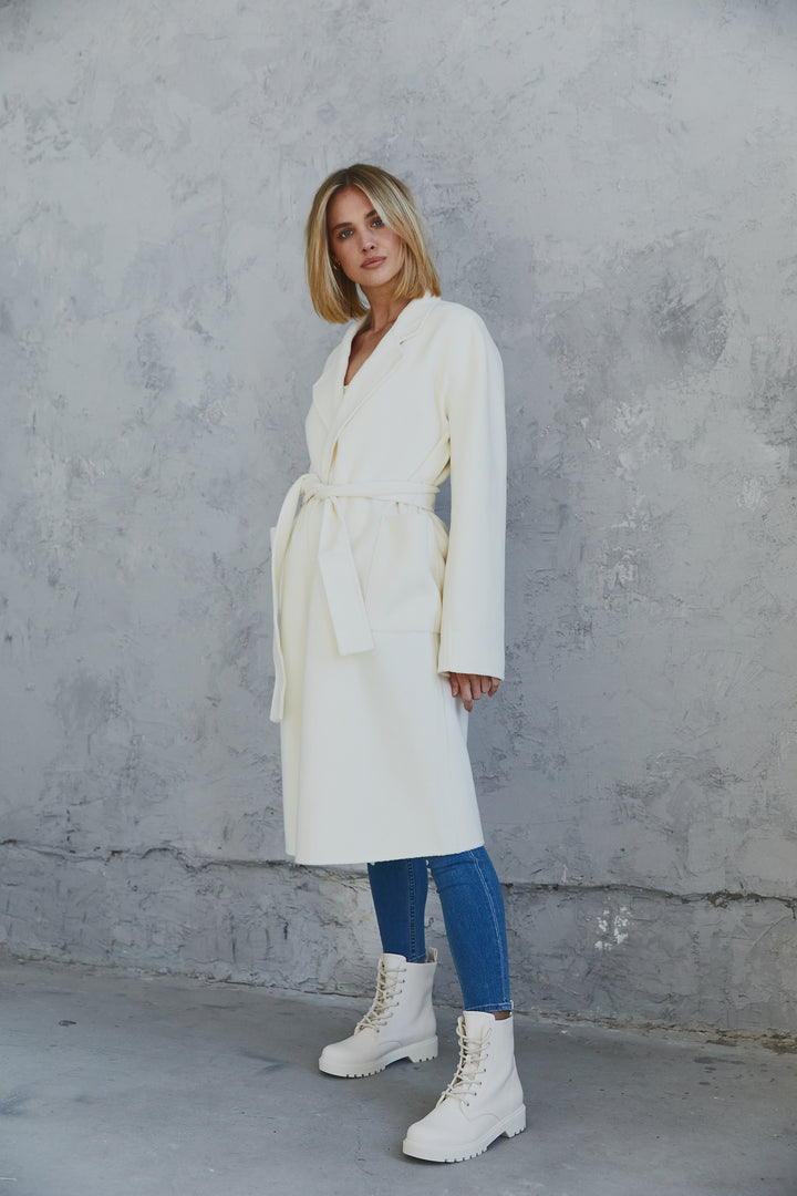 Celine Wool Coat  Bone White