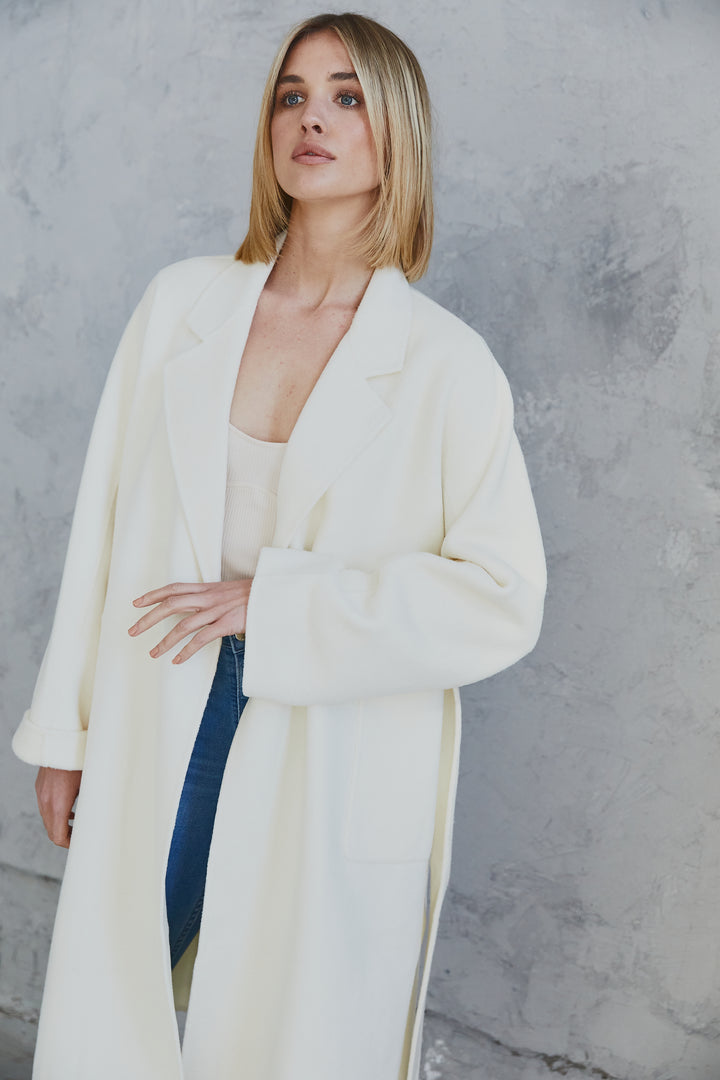 Celine Wool Coat  Bone White