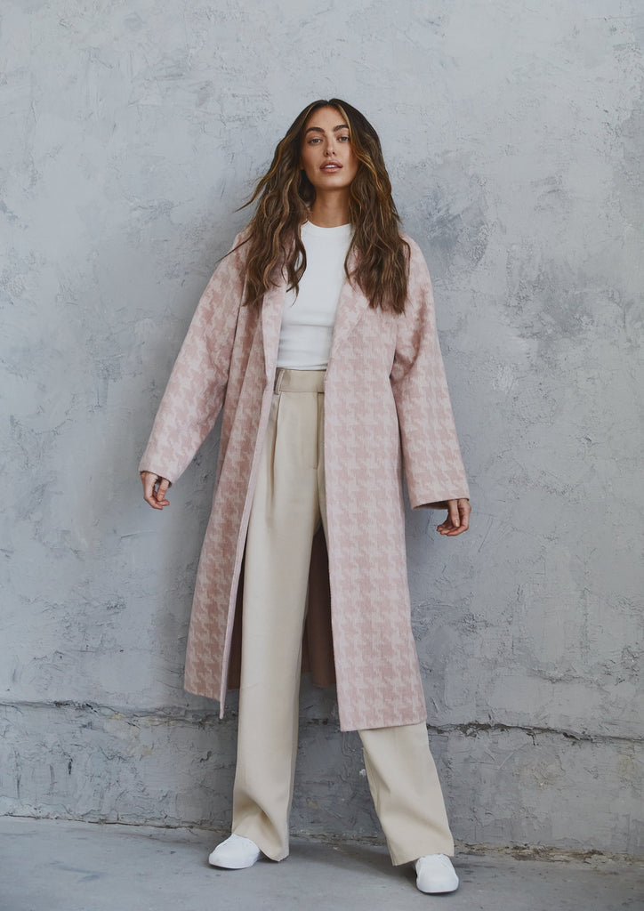 Nora Coat  Blush Houndstooth