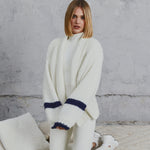 Load image into Gallery viewer, Amelia Chunky Knit Cardigan Bone &amp; Navy
