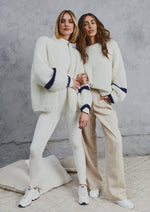 Load image into Gallery viewer, Amelia Chunky Knit Cardigan Bone &amp; Navy
