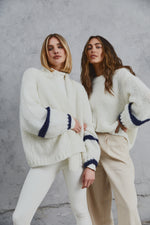 Load image into Gallery viewer, Amelia Chunky Knit Cardigan Bone &amp; Navy
