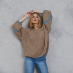 Load image into Gallery viewer, Avery Chunky Knit Sweater Tan &amp; Sky
