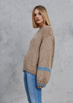Load image into Gallery viewer, Avery Chunky Knit Sweater Tan &amp; Sky
