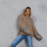 Load image into Gallery viewer, Avery Chunky Knit Sweater Tan &amp; Sky
