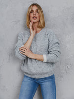 Load image into Gallery viewer, Reese Kid Mohair Sweater  Silver Grey

