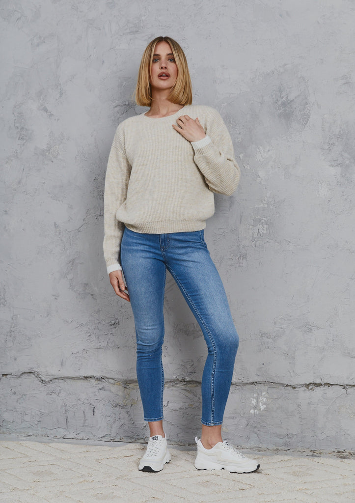 Reese Kid Mohair Sweater  Beige