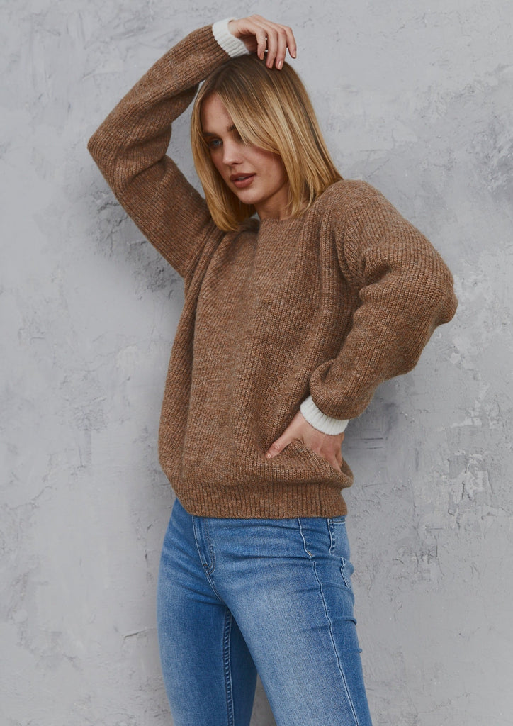 Reese Kid Mohair Sweater  Walnut