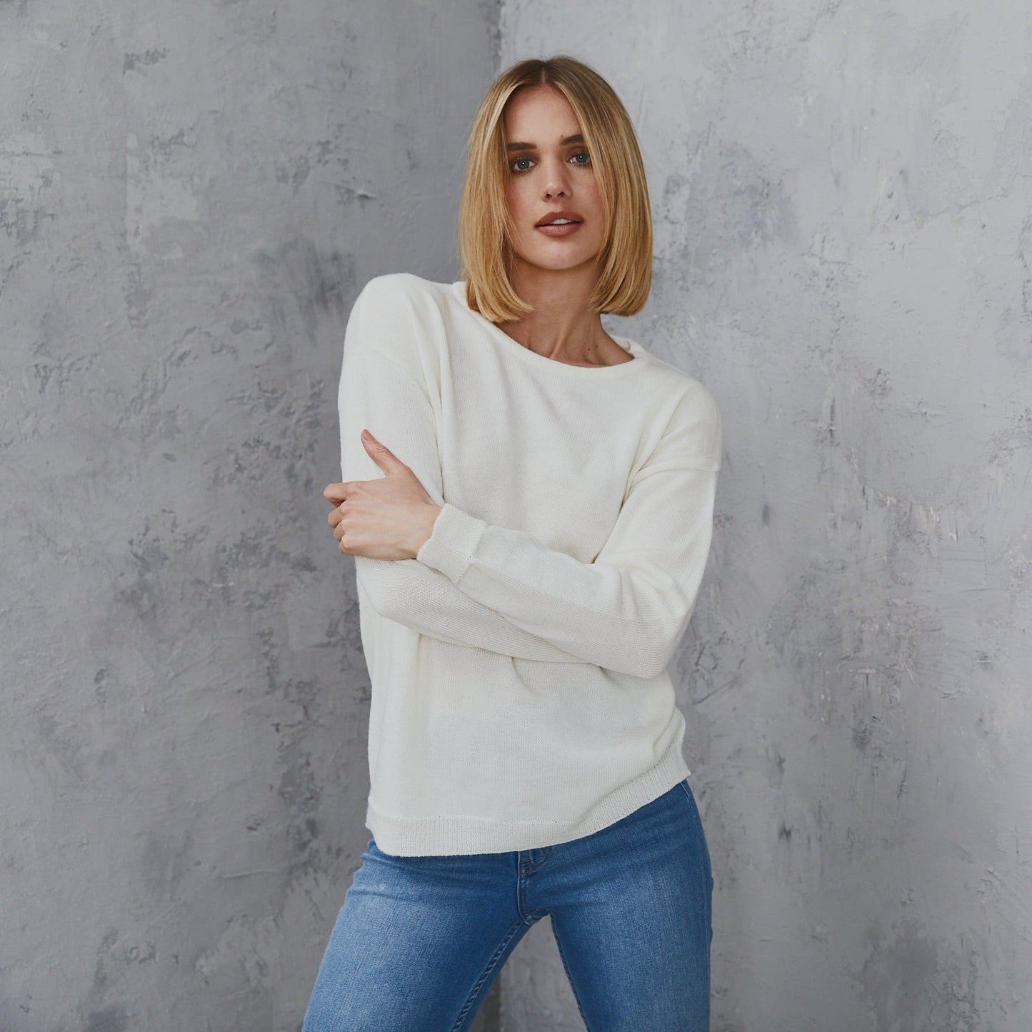 Asher Cashmere Knit  Winter White