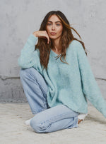 Load image into Gallery viewer, Elora Alpaca Knit Cyan (SAMPLE)
