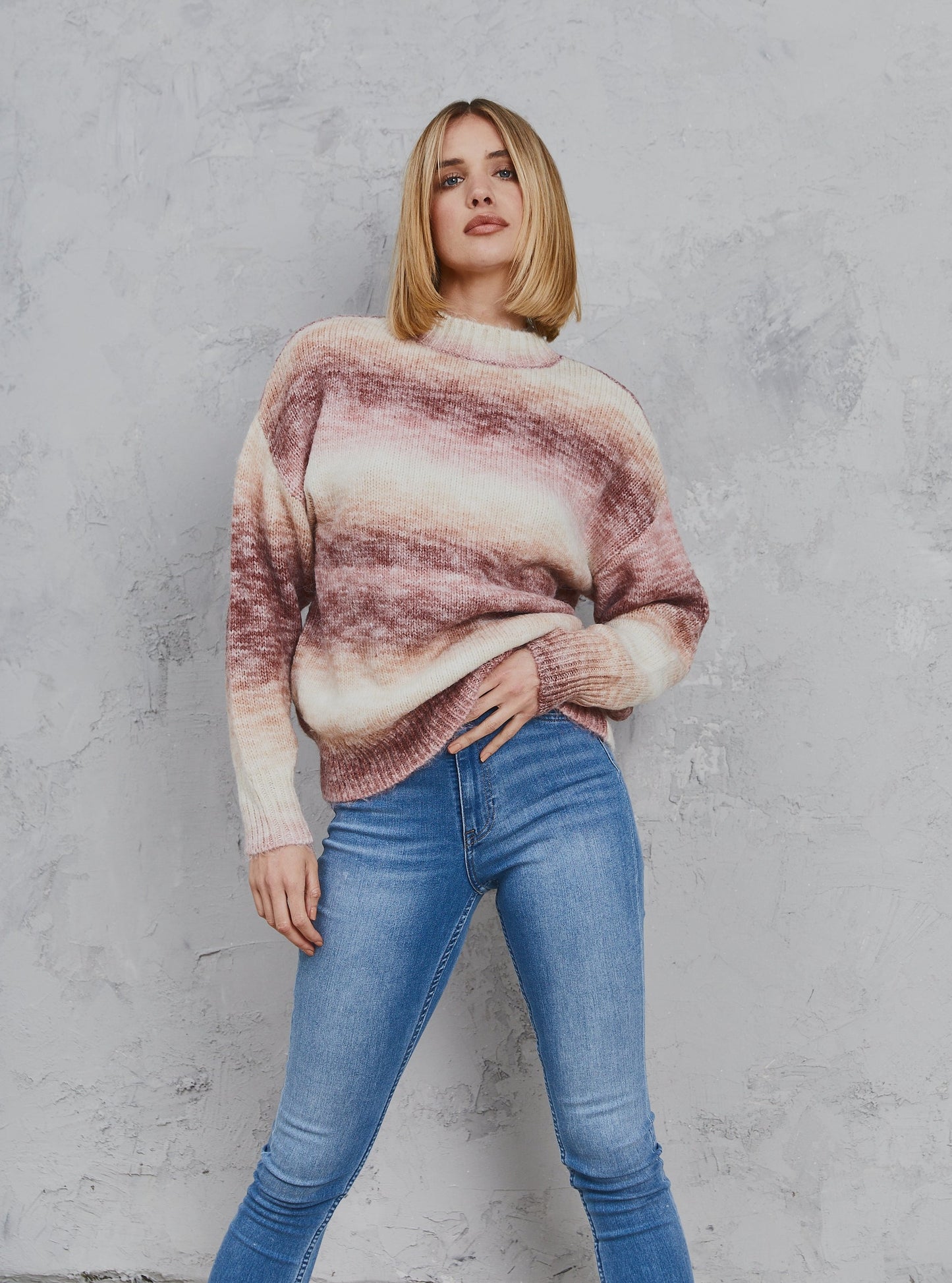 Freyer Ombre Knit  Taupe & Bone