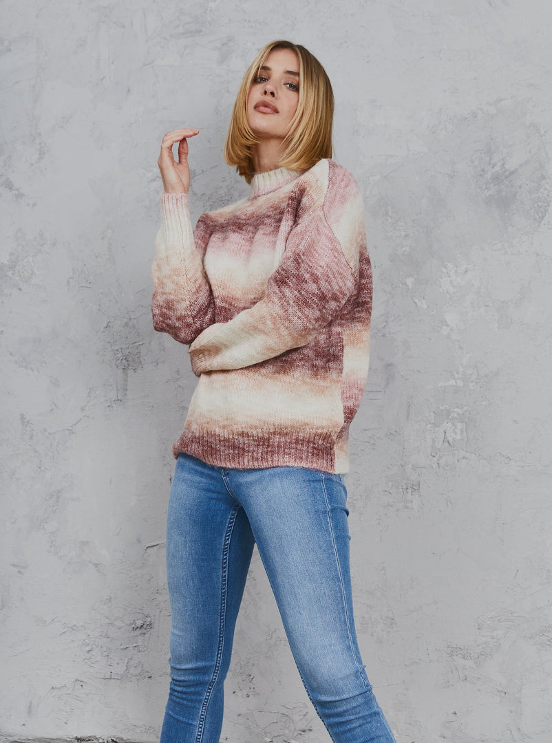 Freyer Ombre Knit  Taupe & Bone