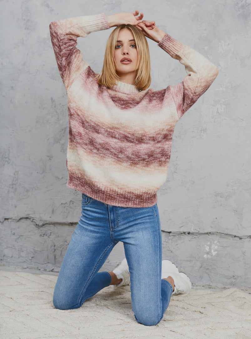 Freyer Ombre Knit  Taupe & Bone