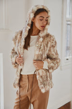 Load image into Gallery viewer, Lady Luxe Furs drawstring Jacket Multi beige
