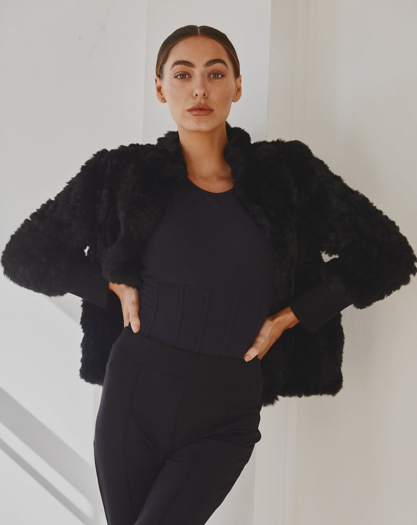 Faux Fur Jacket  Black