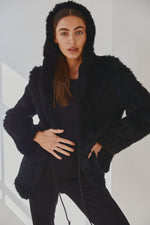 Load image into Gallery viewer, Lady Luxe Furs drawstring Jacket Black
