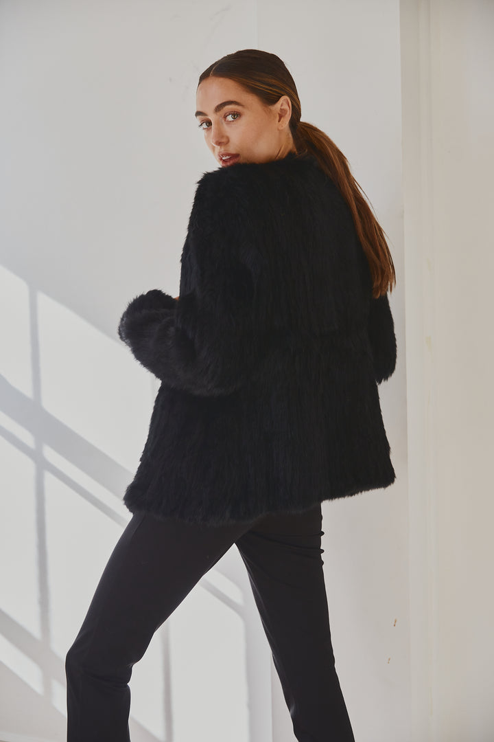 Lady Luxe Furs drawstring Jacket Black