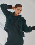 Load image into Gallery viewer, Faux Fur Jacket  Forest Green
