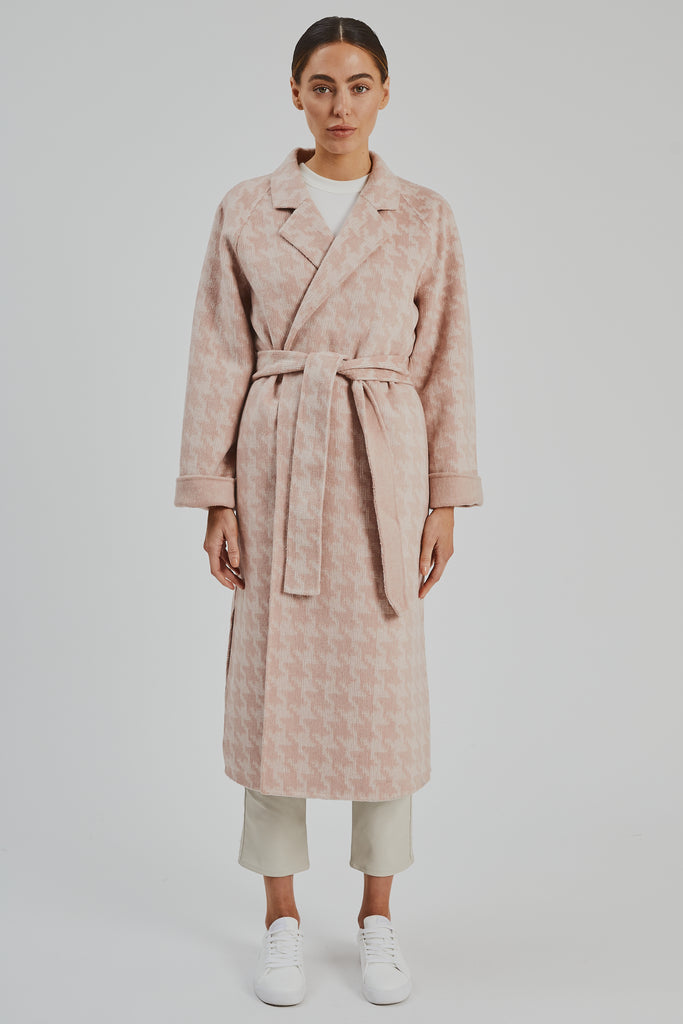Nora Coat  Blush Houndstooth