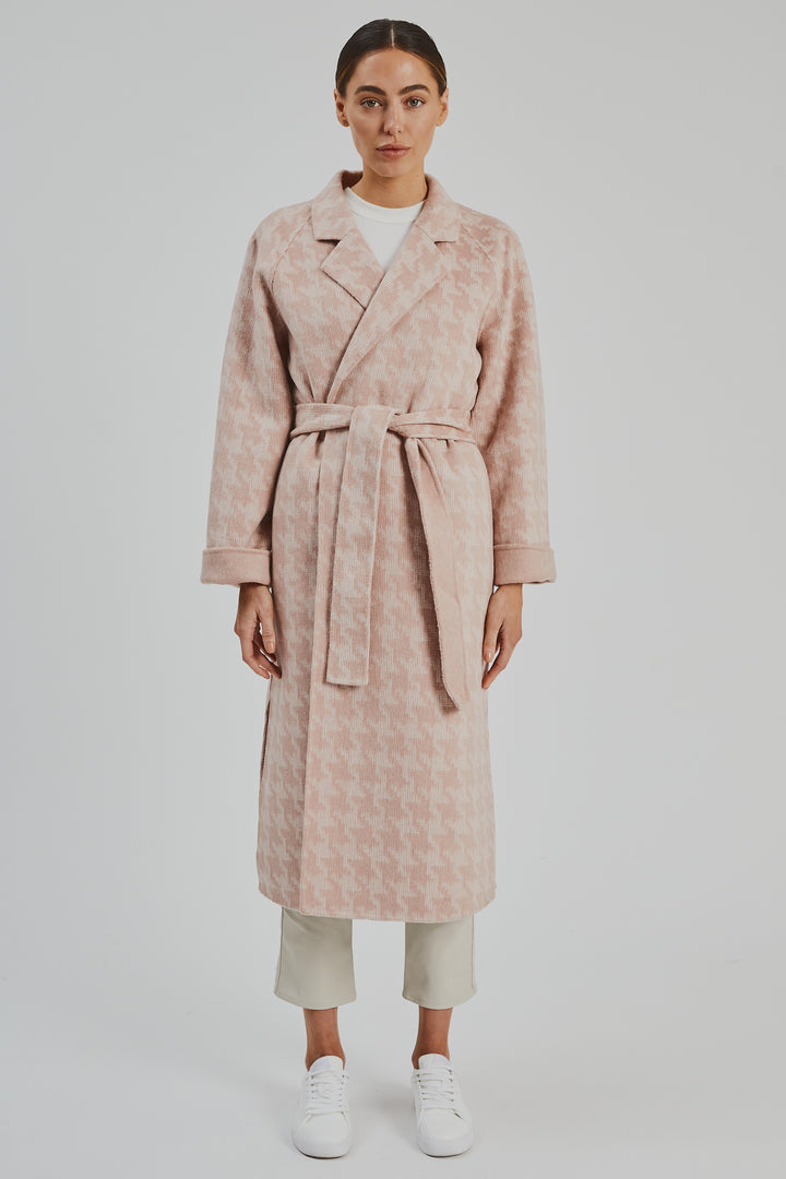 Nora Coat  Blush Houndstooth