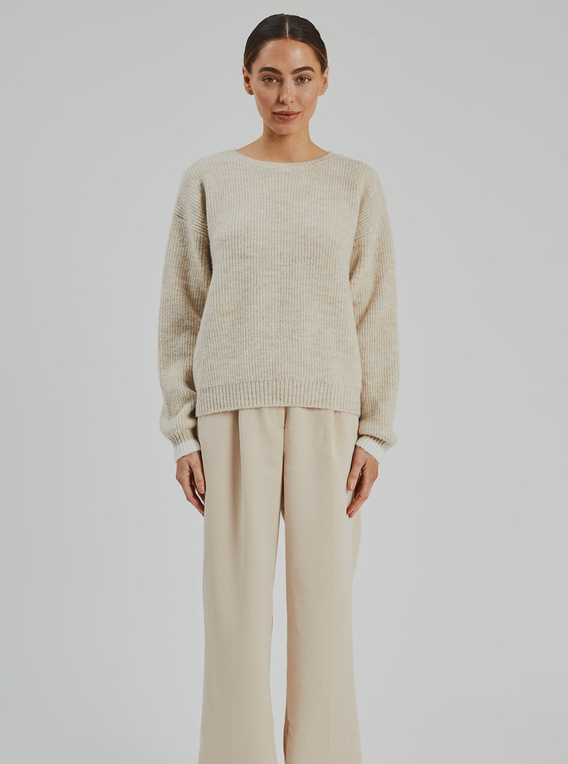 Reese Kid Mohair Sweater  Beige