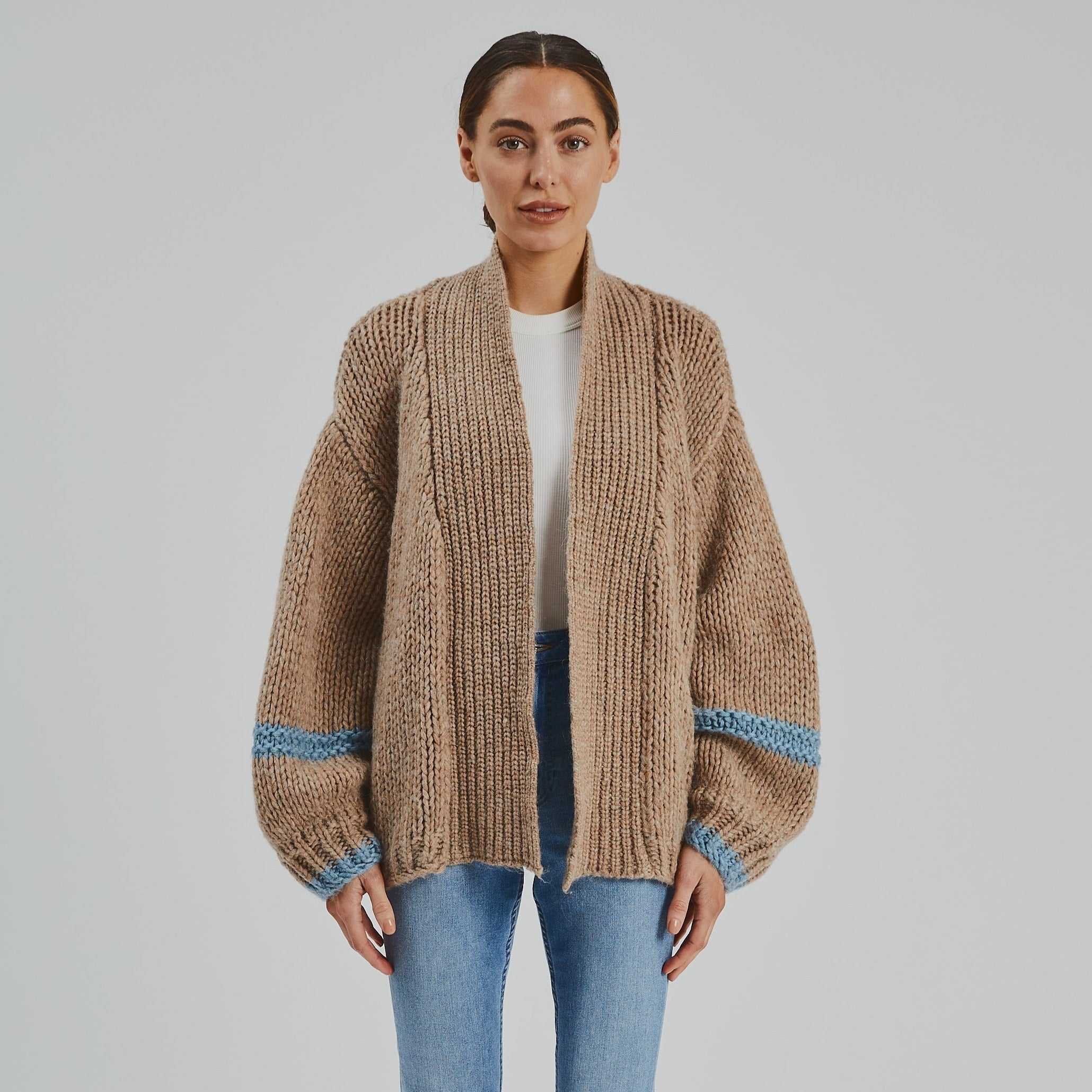 Tan chunky sale knit cardigan