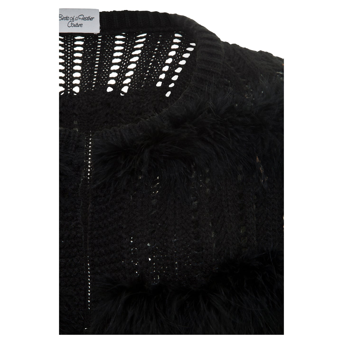 Eva Feather Knit Cardigan  Black (SAMPLE)