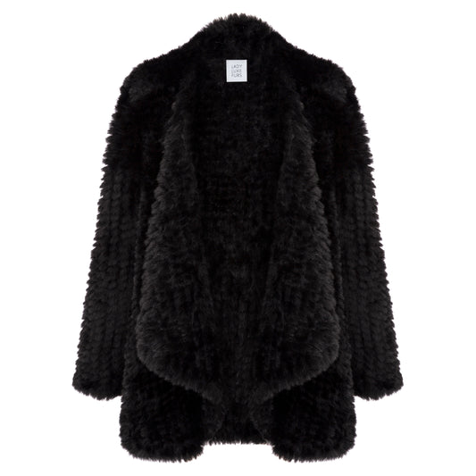 Faux Fur Wrap jacket Black