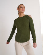 Load image into Gallery viewer, Sofia Cold Shoulder Knit  Fern
