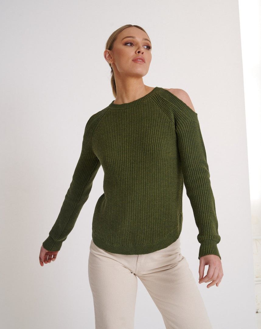 Sofia Cold Shoulder Knit  Fern