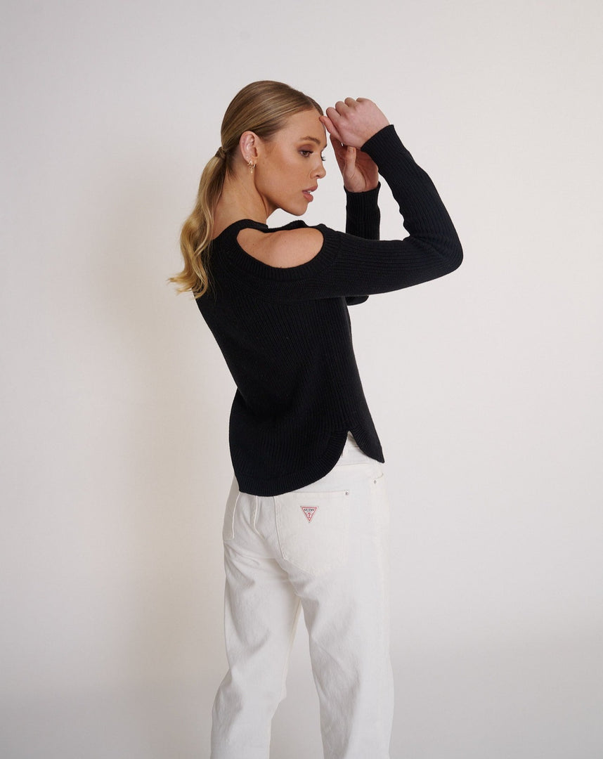 Sofia Cold Shoulder Knit  Black